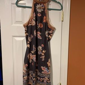 Halter faux suede dress